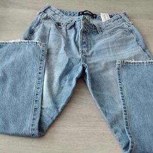 Vintage Hollister Light Wash Straight Leg Raw Hem Button Fly Jeans 11R W30 L27